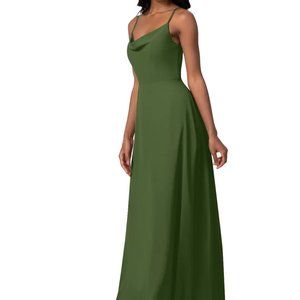 Azazie Floor Length Bridesmaid Dress TALL Olive Colour